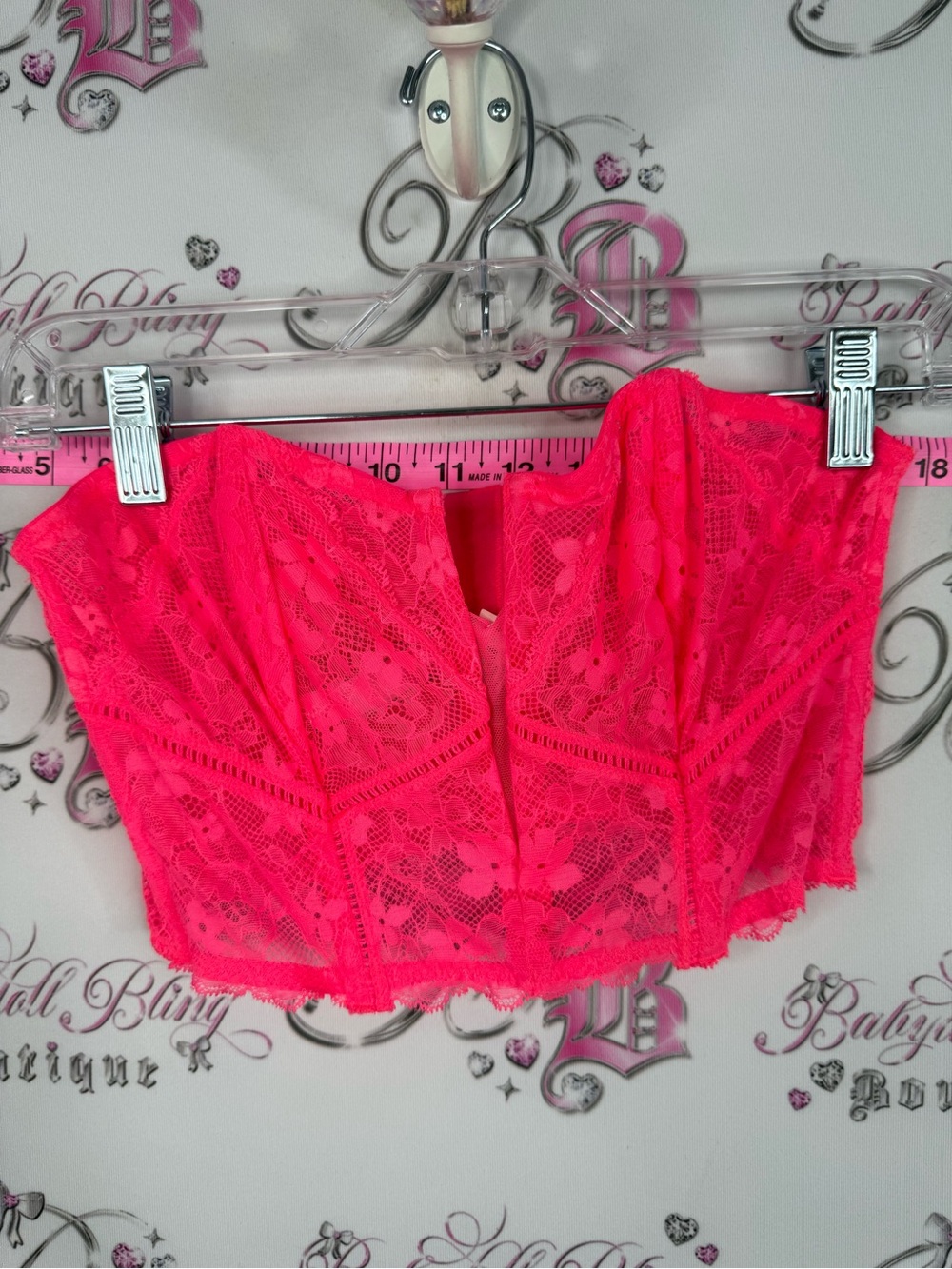 Victoria's Secret Neon Pink Lace Bustier Crop Top